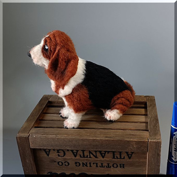 羊毛フェルト　犬　バセットハウンド　バセット・ハウンド　いぬ　イヌ　犬フィギュア 8枚目の画像