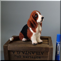 羊毛フェルト　犬　バセットハウンド　バセット・ハウンド　いぬ　イヌ　犬フィギュア 1枚目の画像