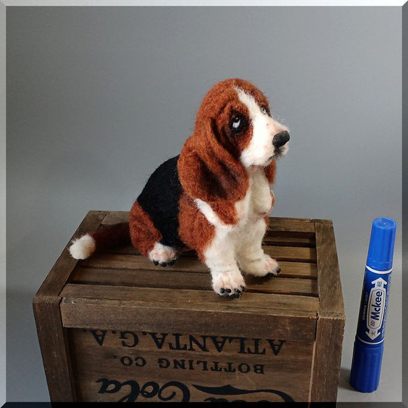 羊毛フェルト　犬　バセットハウンド　バセット・ハウンド　いぬ　イヌ　犬フィギュア 9枚目の画像