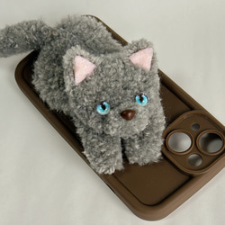 猫のスマホケース＊グレー＊ロシアンブルー＊iPhoneケース全機種対応 5枚目の画像