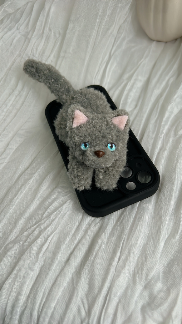 猫のスマホケース＊グレー＊ロシアンブルー＊iPhoneケース全機種対応 6枚目の画像