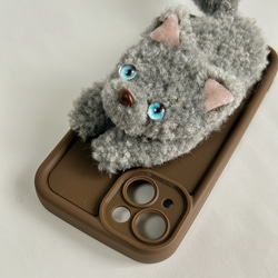 猫のスマホケース＊グレー＊ロシアンブルー＊iPhoneケース全機種対応 2枚目の画像
