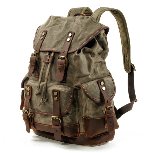 定価約9万★美品　CROOTS　キャンバスレザー　リュック　バックパック　帆布 レザーX 帆布・キャンバスリュックサックパック メンズ バック