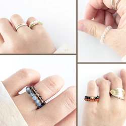 【お得な2個セット】選べる組み合わせ¨*•.✦[Natural stones ＆ beads ring]  お揃い ペア 11枚目の画像