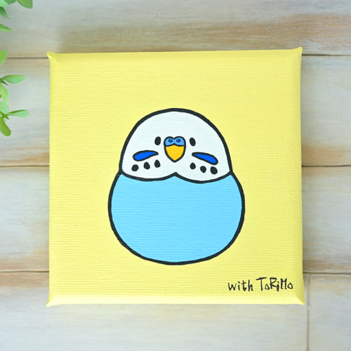 セキセイインコ ミニキャンバス 【原画】 イラスト withToRiMo