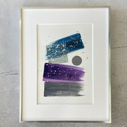 Midnight モダンアート 抽象画　インテリア　モデルルーム　リビング　和　ブルー　 シルバー　紫　月　夜空 月夜 4枚目の画像