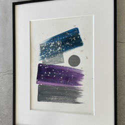 Midnight モダンアート 抽象画　インテリア　モデルルーム　リビング　和　ブルー　 シルバー　紫　月　夜空 月夜 3枚目の画像