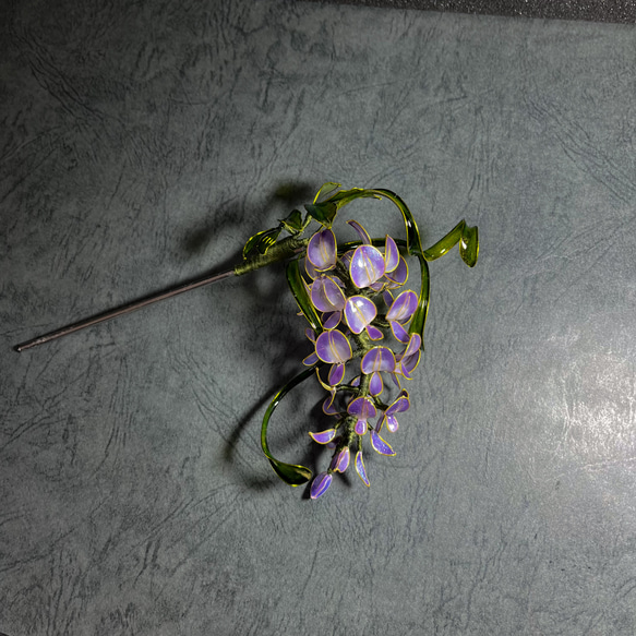 【小藤紫】ディップアートの藤の花かんざし 5枚目の画像