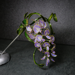 【小藤紫】ディップアートの藤の花かんざし 3枚目の画像