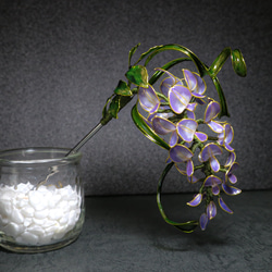【小藤紫】ディップアートの藤の花かんざし 2枚目の画像