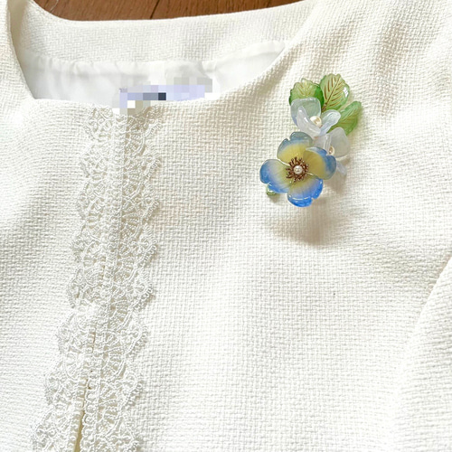 中華風 粉蝶花 ガラス制花のブローチ コサージュ コサージュ 花