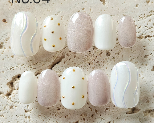 No.04】 ネイルチップ/ニュアンスネイル/ミラーネイル/うるうる