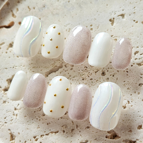 No.04】 ネイルチップ/ニュアンスネイル/ミラーネイル/うるうる