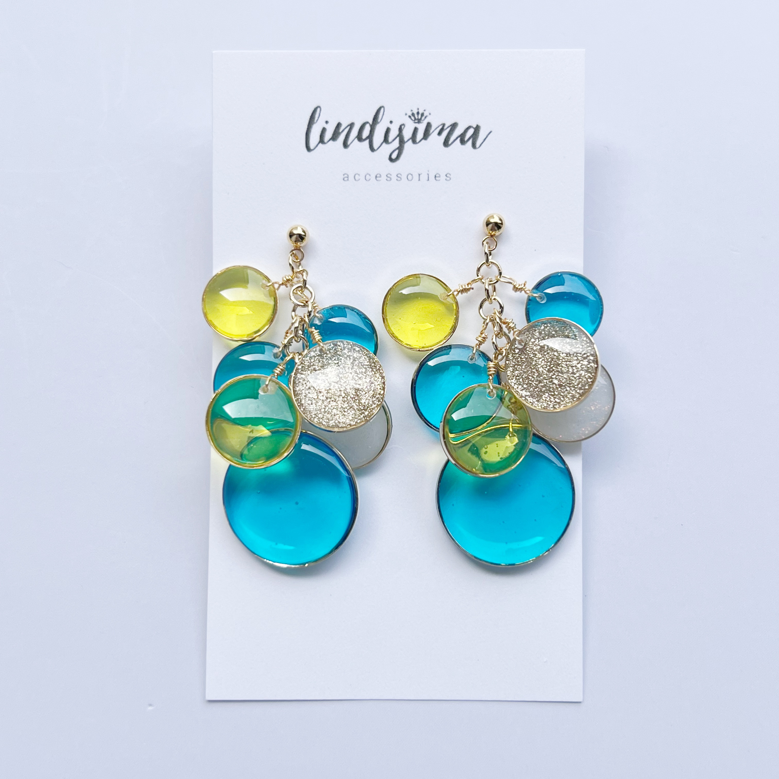 美品✨グッチ LOVED　ピアス　イヤリング　2way　グラデーション　ストーン Creamdot.】繊細ワイヤービジューの2WAYバックキャッチピアス