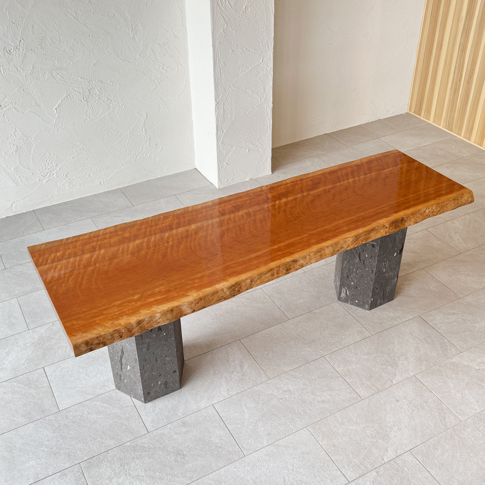 ダイニングテーブル アメリカンブラックチェリー 一枚板 ウレタン塗装 長方形 銘木屋 幅196cm×奥行70cm