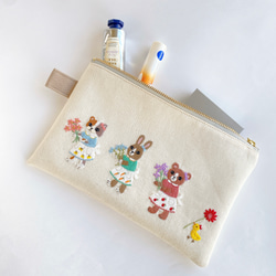 くちなし様　オーダー　お薬ポーチ　ハンドメイド　刺繍　両面　服薬管理　ファスナー くちなし様 オーダー お薬ポーチ ハンドメイド 刺繍 両面 服薬