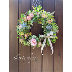 再販×16 ミモザたっぷり 38㎝ ミモザリース L リボンが選べる 受注制作