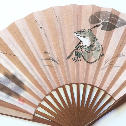コラボ京扇子 草木染め和紙 <雨の中のかえる> その他