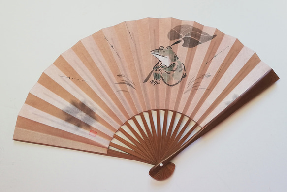 コラボ京扇子 草木染め和紙 <雨の中のかえる> その他
