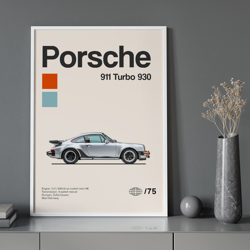 アートポスター ポルシェ 911 Turbo クラシックカー 車 シンプルモダン