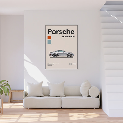 アートポスター スポーツカー ポルシェ911ターボ 車 イラスト