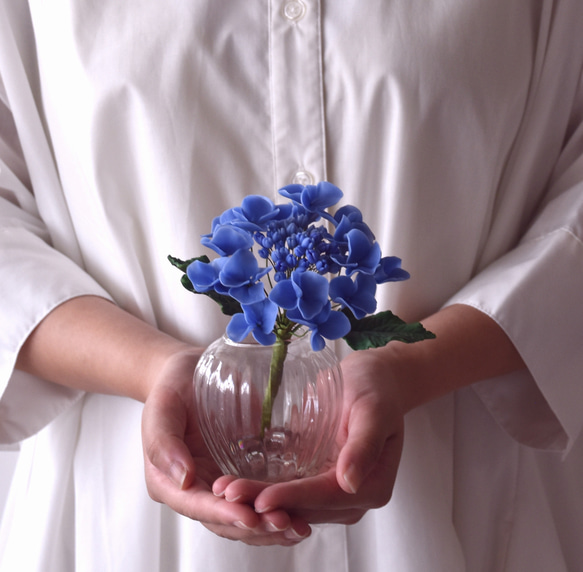◆粘土のお花◆ ガクアジサイ　ブルー　A979 2枚目の画像