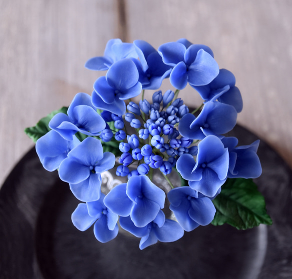 ◆粘土のお花◆ ガクアジサイ　ブルー　A979 4枚目の画像