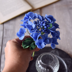 ◆粘土のお花◆ ガクアジサイ　ブルー　A979 5枚目の画像