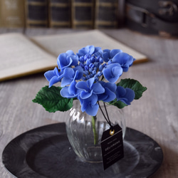 ◆粘土のお花◆ ガクアジサイ　ブルー　A979 1枚目の画像