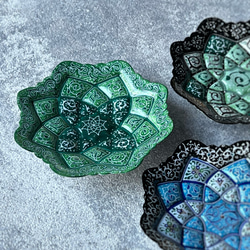 ペルシャのエナメル皿　ジュエリートレイ　飾り皿　Φ11ｃｍ【ミーナーカーリー010-032】 9枚目の画像
