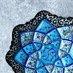 ペルシャのエナメル皿　ジュエリートレイ　飾り皿　Φ11ｃｍ【ミーナーカーリー010-034】 3枚目の画像