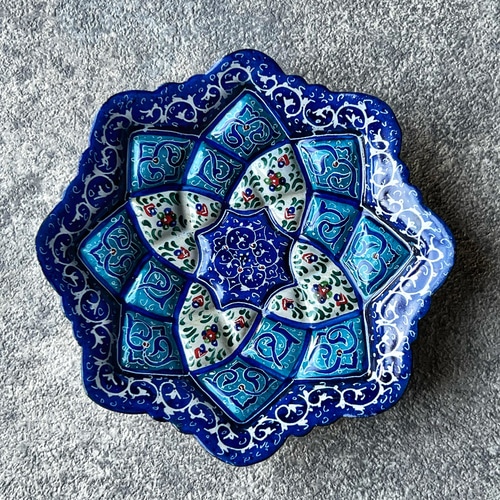 ペルシャのエナメル皿 ジュエリートレイ 飾り皿 Φ11cm【ミーナー