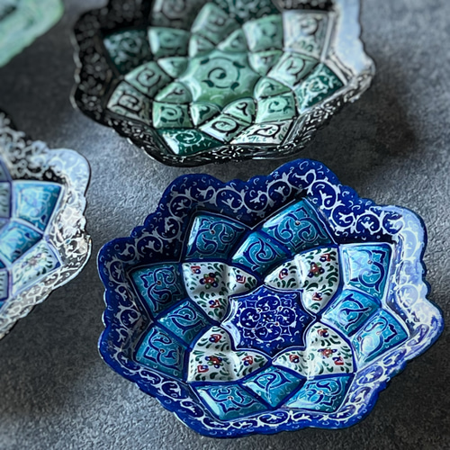 ペルシャのエナメル皿 ジュエリートレイ 飾り皿 Φ11cm【ミーナー