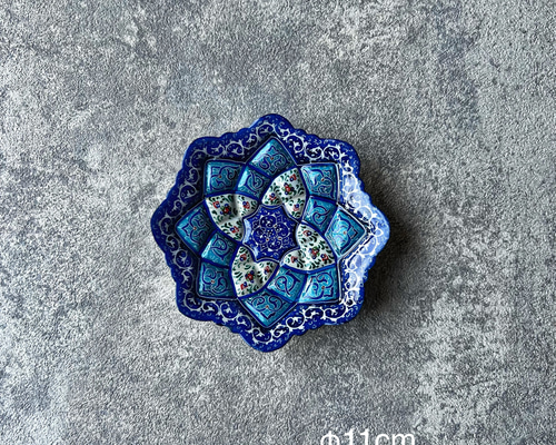 ペルシャのエナメル皿 ジュエリートレイ 飾り皿 Φ11cm【ミーナー