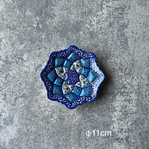 ペルシャのエナメル皿 ジュエリートレイ 飾り皿 Φ11cm【ミーナー