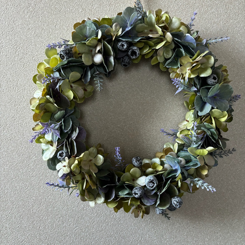 造花 フェイクフラワー リース 紫陽花 ラベンダー 大きめ ナチュラル