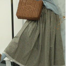 【受注】春夏. 麻.リネンゆったりスカート.2色.パープル*グリーン 9枚目の画像