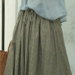 【受注】春夏. 麻.リネンゆったりスカート.2色.パープル*グリーン 8枚目の画像
