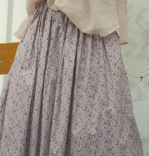 【受注】春夏. 麻.リネンゆったりスカート.2色.パープル*グリーン 5枚目の画像