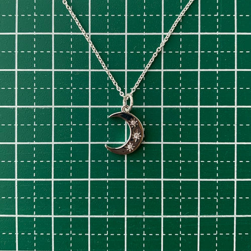 再販《silver925》月の華奢ネックレス 40cm 刻印あり 純銀