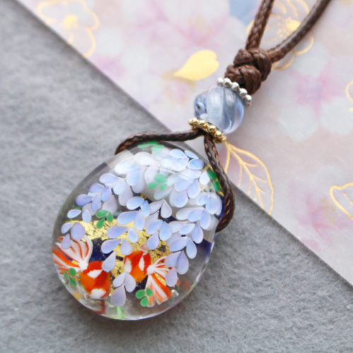 とんぼ玉 作家さん 金粉 ハンドメイド ネックレス 在庫処分