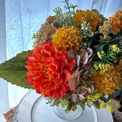 元気が出る♪ビタミンカラーの花束 結婚式 ブーケ スワッグ アレンジ  造花  フェイクフラワー  紫陽花 インテリア 7枚目の画像