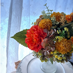 元気が出る♪ビタミンカラーの花束 結婚式 ブーケ スワッグ アレンジ  造花  フェイクフラワー  紫陽花 インテリア 6枚目の画像