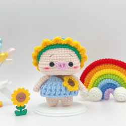 受注作製】ブタちゃんB あみぐるみ ハンドメイド キーホルダー