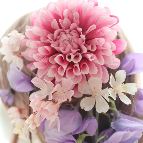ヘッドドレス　髪飾り　和婚　藤　桜　ダリア　紫　ピンク　結婚式　成人式　卒業式　ブライダル　ヘアアクセサリー 4枚目の画像