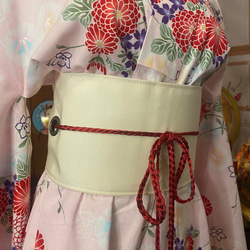 和洋折衷 浴衣 リメイク ワンピース ドレス 帯サッシュベルト レトロ 古着 和 モダン 素敵な花柄　W-244 8枚目の画像