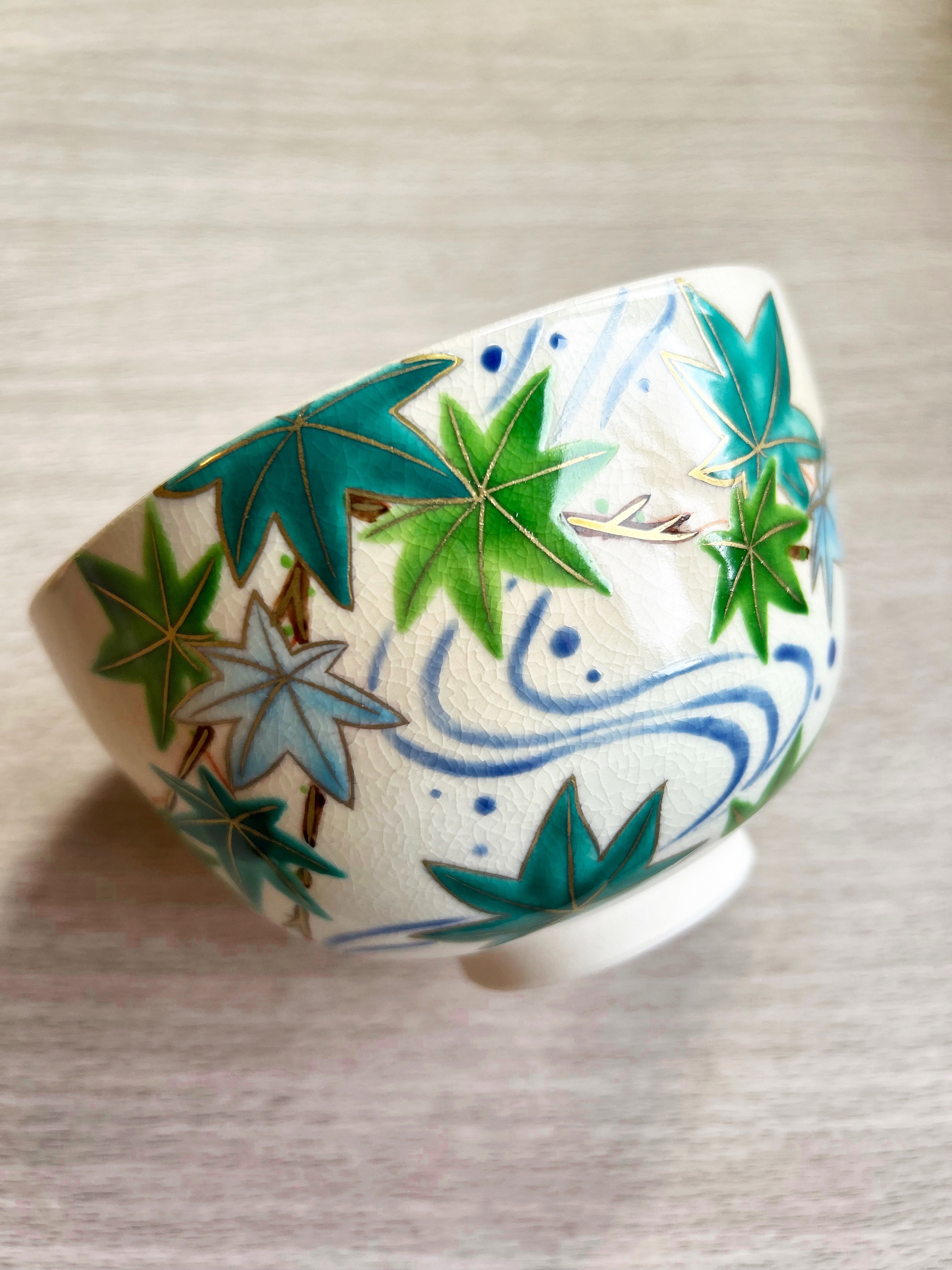 茶道具　期間限定特価　青楓絵平茶碗(菊渓)美品