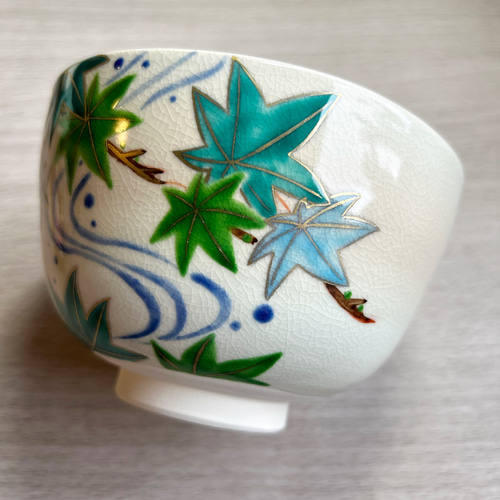 抹茶茶碗　抹茶椀　'色絵　秋の流水の図' 京焼　茶道具 色絵 青楓流水 抹茶茶碗 茶碗・めし碗 清香〜きよか〜 通販