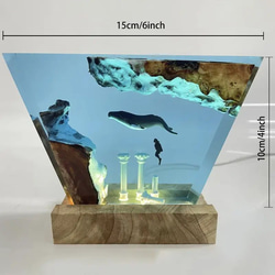 ナイトスタンド ランプ ライト 照明 テーブルスタンド インテリア クジラ 海 ダイビング 潜水 at-0126 2枚目の画像