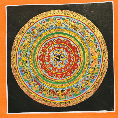 手書き 曼陀羅 タンカ モダンアート 曼荼羅 マンダラ 毛糸 おかたづけ